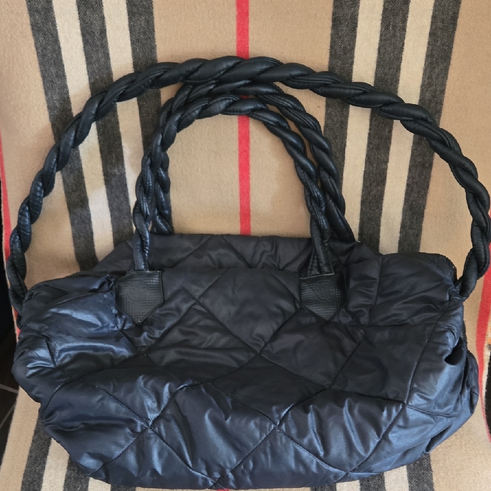 Diane Von Furstenberg Black Quilted Puffer  Duffle Bag